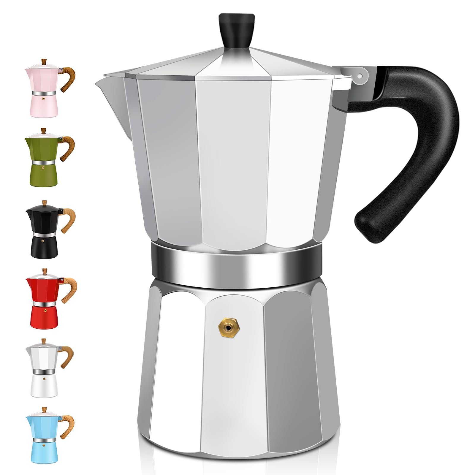 3 Cup Aluminum Espresso Stovetop Moka Pot Express Coffee Maker Percolator Italian Classic Mocha Coffee Machine for Italian and Cuban Cafe Brewing for Home & Camping 150ml 5oz