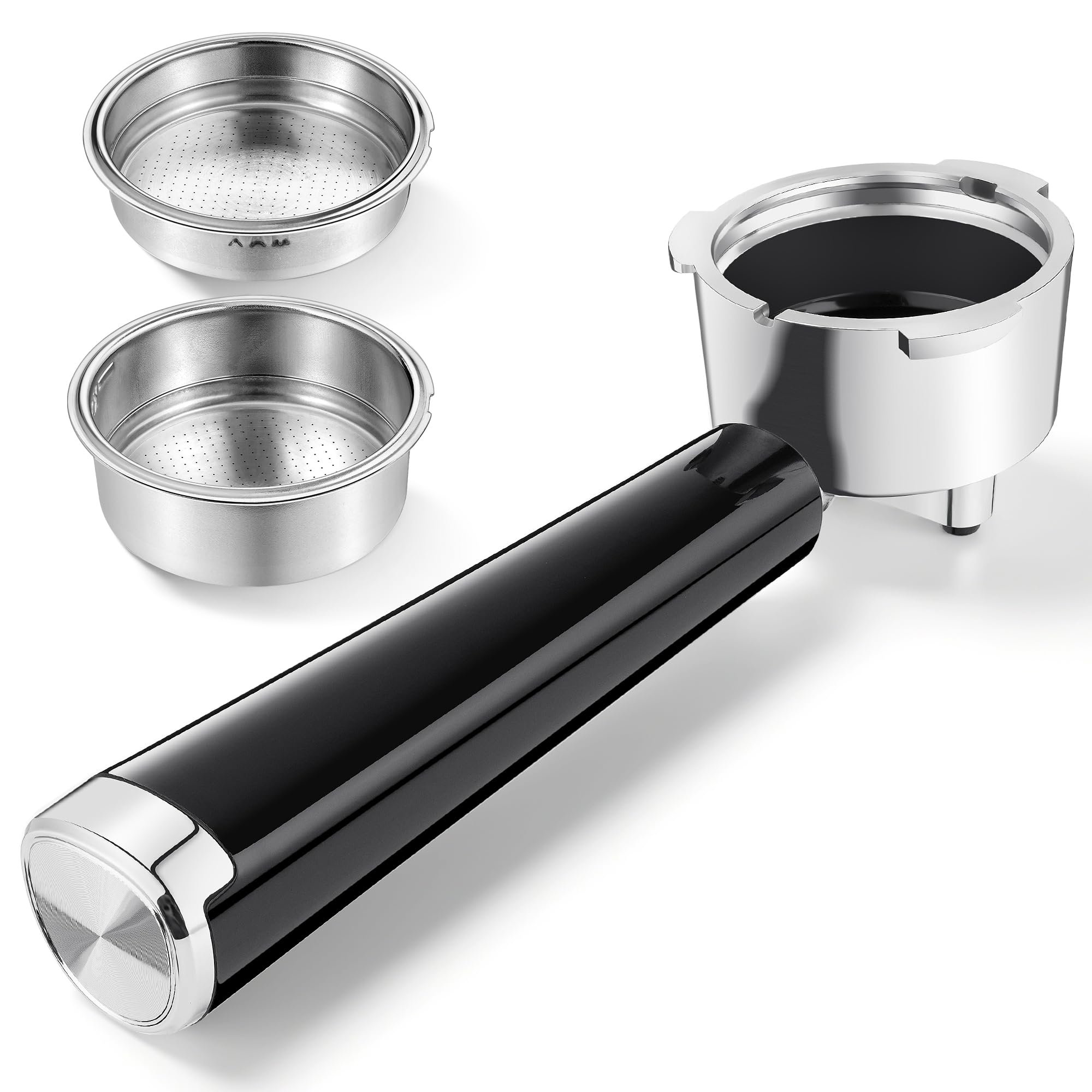 51mm Portafilter Set for CASABREWS CM5418, 5418 PRO, 3700 Essential/3700Pro and Gevi Espresso Machines, 3 Ears Portafilter with 2 Stainless Steel Filter Baskets (1-Cup Filter and 2-Cups Filter)