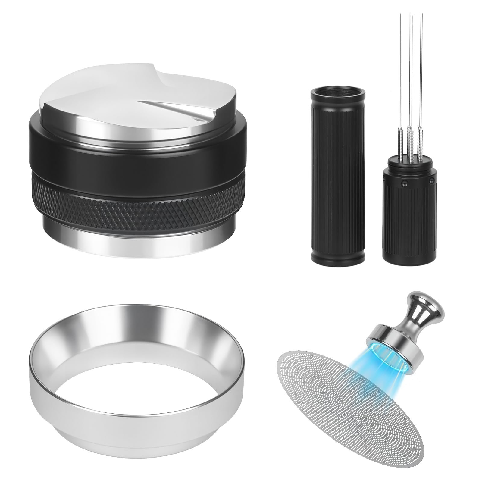 58mm Espresso Tools – Coffee Distributor and Tamper Leveler, WDT Tool, Magnetic Dosing Funnel and Puck Screen with Remover, Espresso Accessories Kit Fits 58mm Portafilters and Espresso Machines