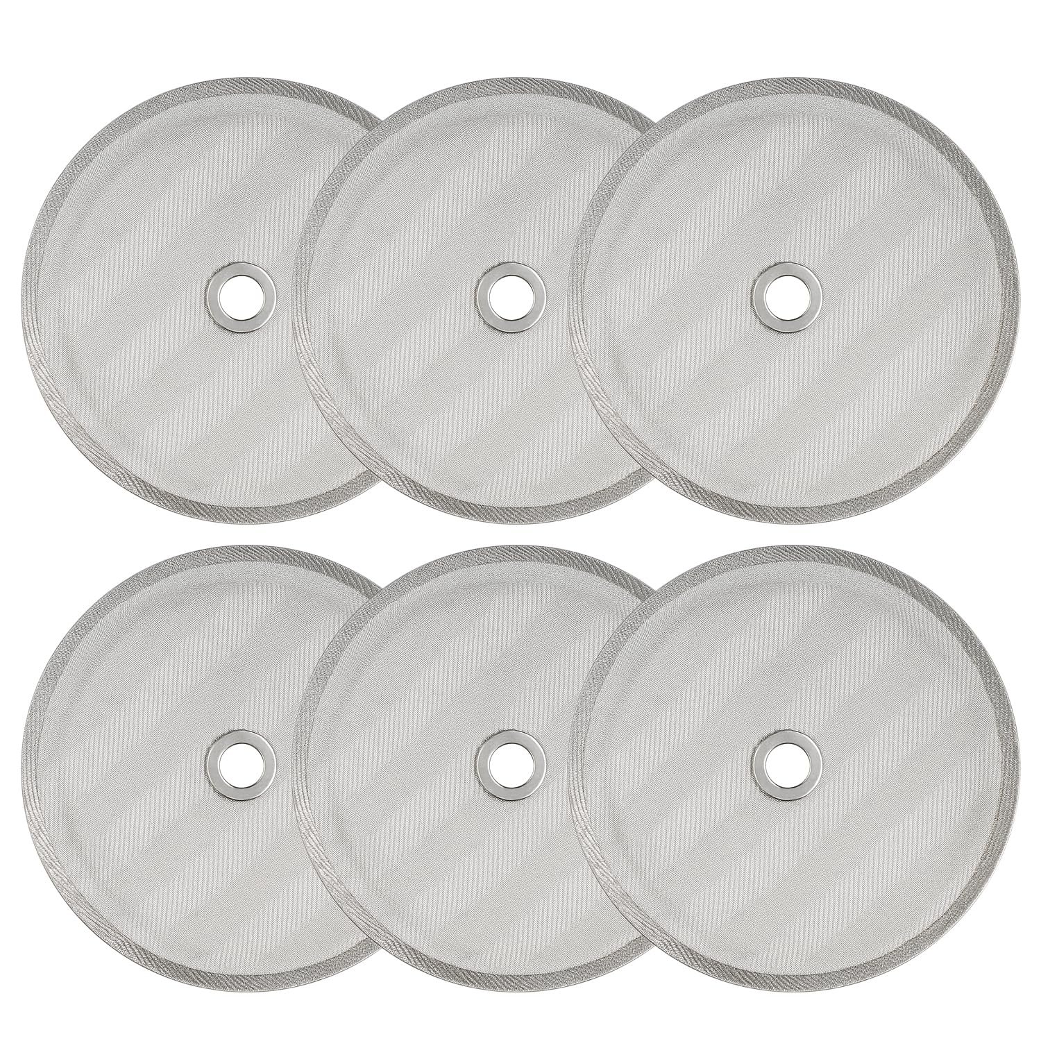 6 Pack French Press Replacement Filter Screens - 4 Inch Stainless Steel Mesh with Metal Center Ring for 34 Oz, 1000ml, 8 Cup French Press Coffee and Tea Makers