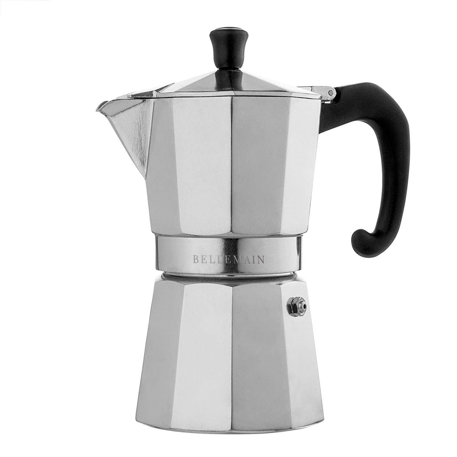 Bellemain Stovetop Espresso Maker | Italian Moka Pot Espresso Maker, Classic Aluminum Design Mocha Pot for Home Brewing & Camping | Easy to Use & Clean - 6-Cup, Silver