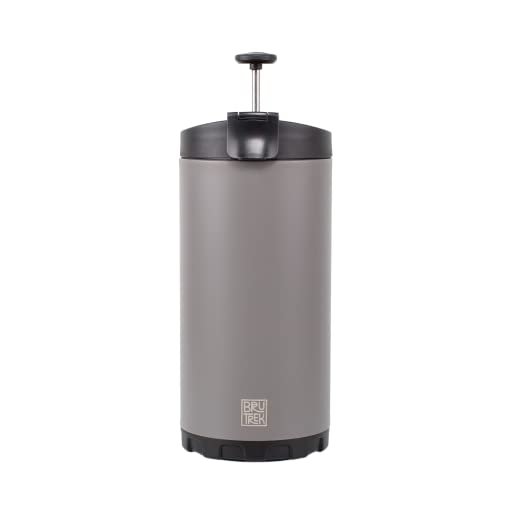 BruTrek by Planetary Design Steel Toe 3.0 Travel Coffee Press - Brew 20 fl.oz On The Go - No Spill Lid, Double Wall Vacuum Insulated Stays Hot for Hours, French Press Coffee (Storm Gray)