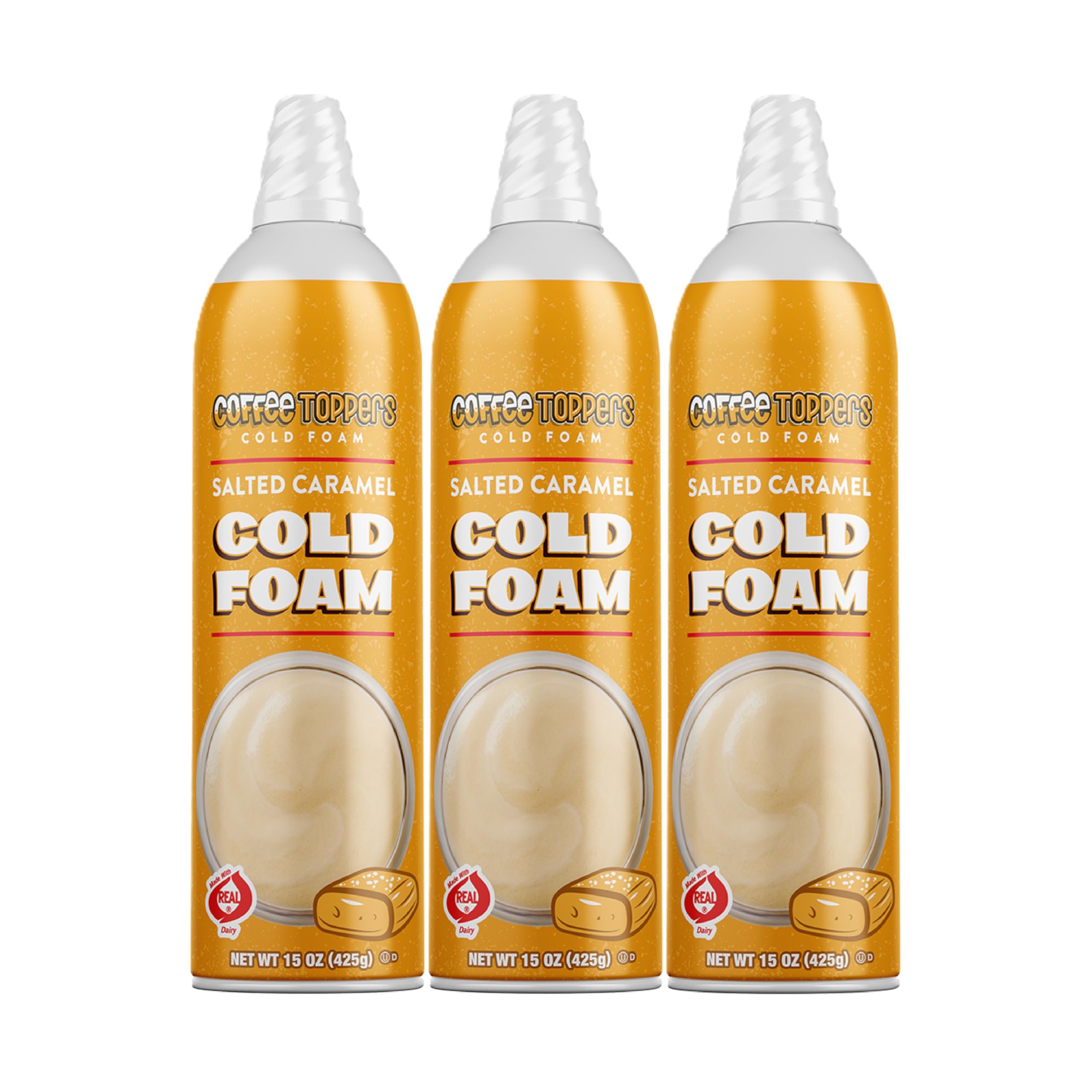 Coffee Toppers Cold Foam Salted Caramel 15 Ounce (Pack of 3), Be Your Own Barista, Kosher