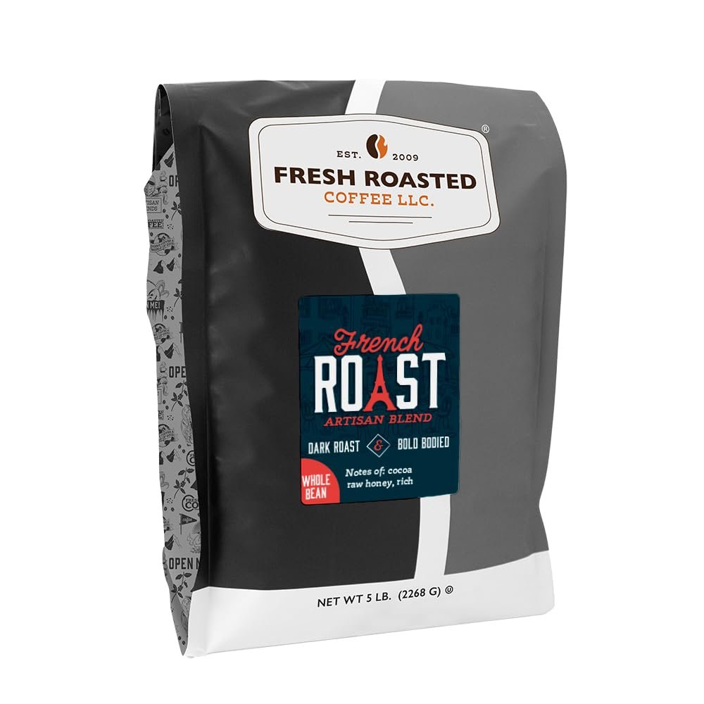 Fresh Roasted Coffee French Roast Whole Bean Coffee, Dark Roast, Kosher, 5 lb (80 oz)