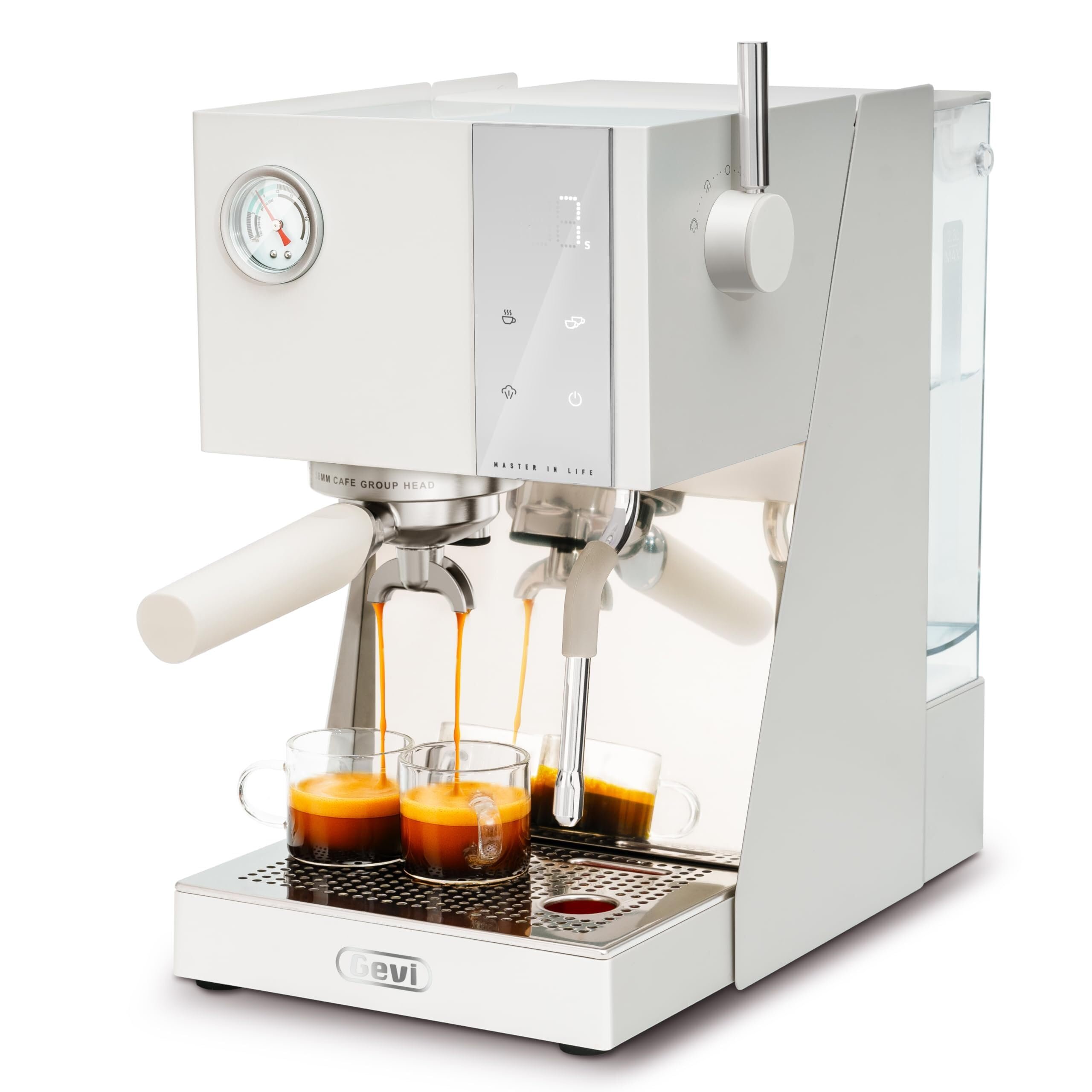 Gevi 20 Bar Espresso Machine with Professional 58mm Espresso Maker with Milk Frother,Smart Touch Display&PID Temperature Control for Cappuccino, Latte,Great Gift,White