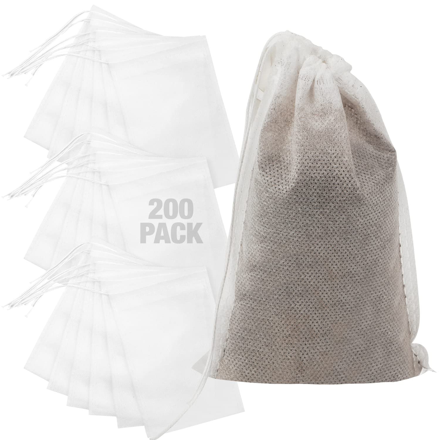 IMPRESA Non-Woven French Press Filter Bags 200-Pack - Versatile Tea Strainers for Loose Tea & Mason Jar Brewing - Disposable Coffee Bags for French Press - Cold Brew Filters with Drawstring Seal