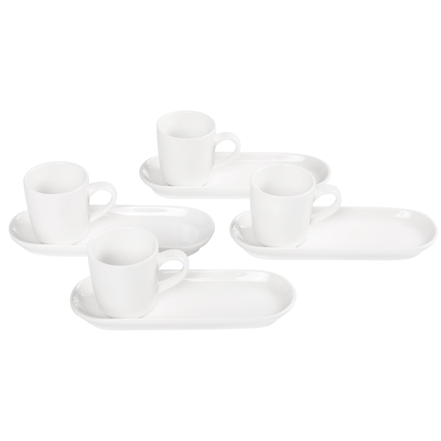 Italian Style Espresso Cup Set of 4 | Porcelain Demi Tasse Cups and Saucers, 3 oz