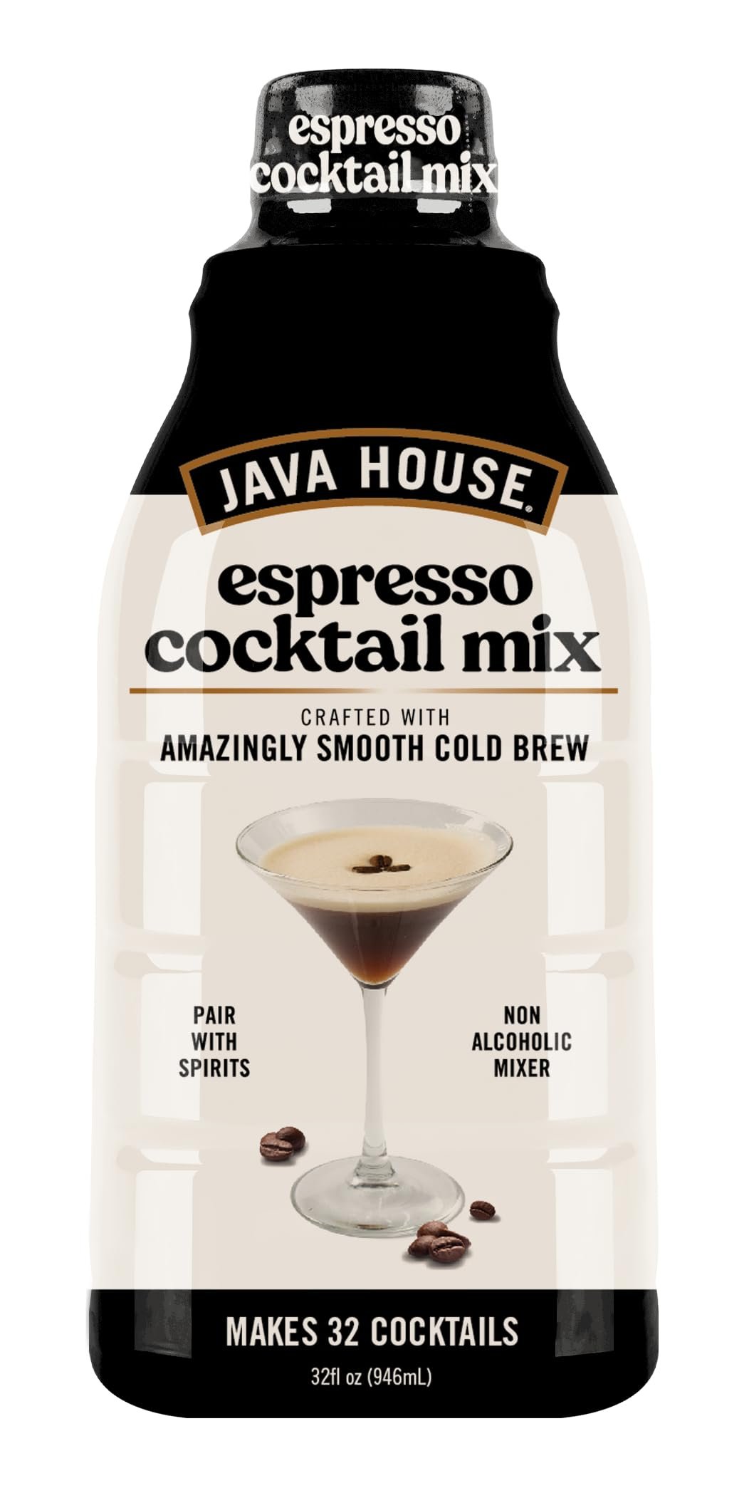 Java House Cold Brew Espresso Cocktail Mix – Premium 100% Arabica Cold Brew Concentrate – Smooth Coffee With French Vanilla Notes – 32oz Bottle (Makes 32 Cocktails)