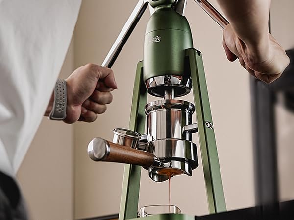 Manual Espresso Maker Set - Hand Press Espresso Machine – 12Bar Pressure Profiling, Dual-Lever Manual Coffee Maker with Pre-Infusion, Portable for Custom Espresso Shots, Stainless Steel (Green)