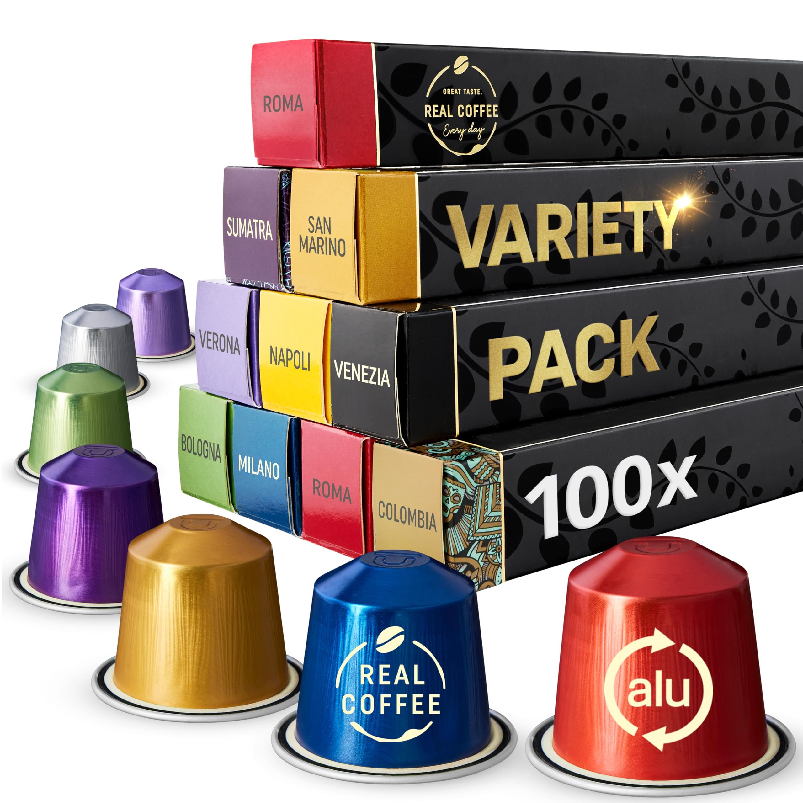 Mixed Variety Pack for Nespresso Original Machines | 100 Aluminum Capsules | 9 Unique Italian Flavors | Made in Italy | Espresso Coffee Pods Compatible Only with Nespresso Original Line Machine