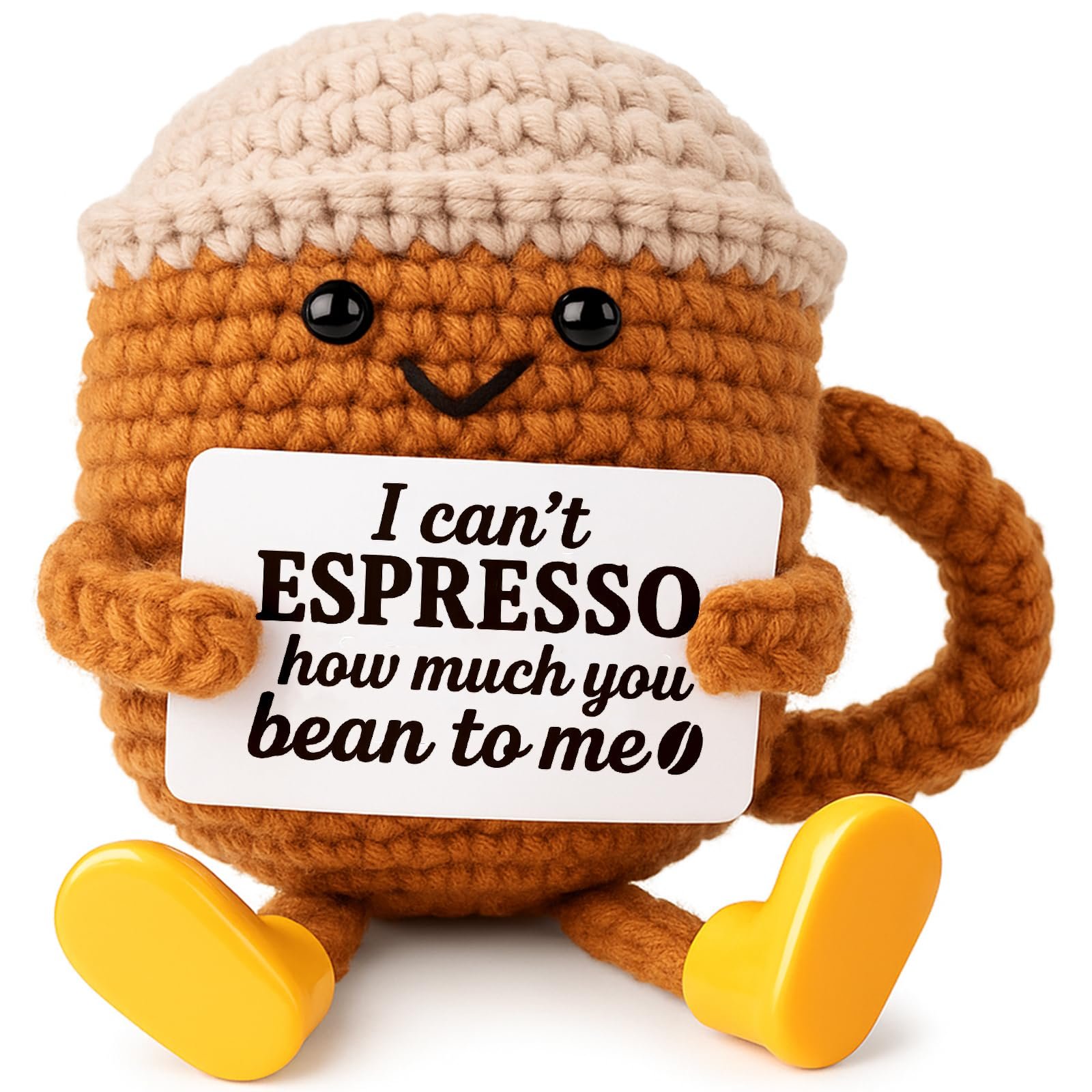 Mothers Day Gifts for Mom, Birthday Graduation Gift for Her Him Women Men Girlfriend Boyfriend, Positive Crochet Espresso Cup, Cute Small Coffee Lover Gift for Best Friend Couple Wife Husband