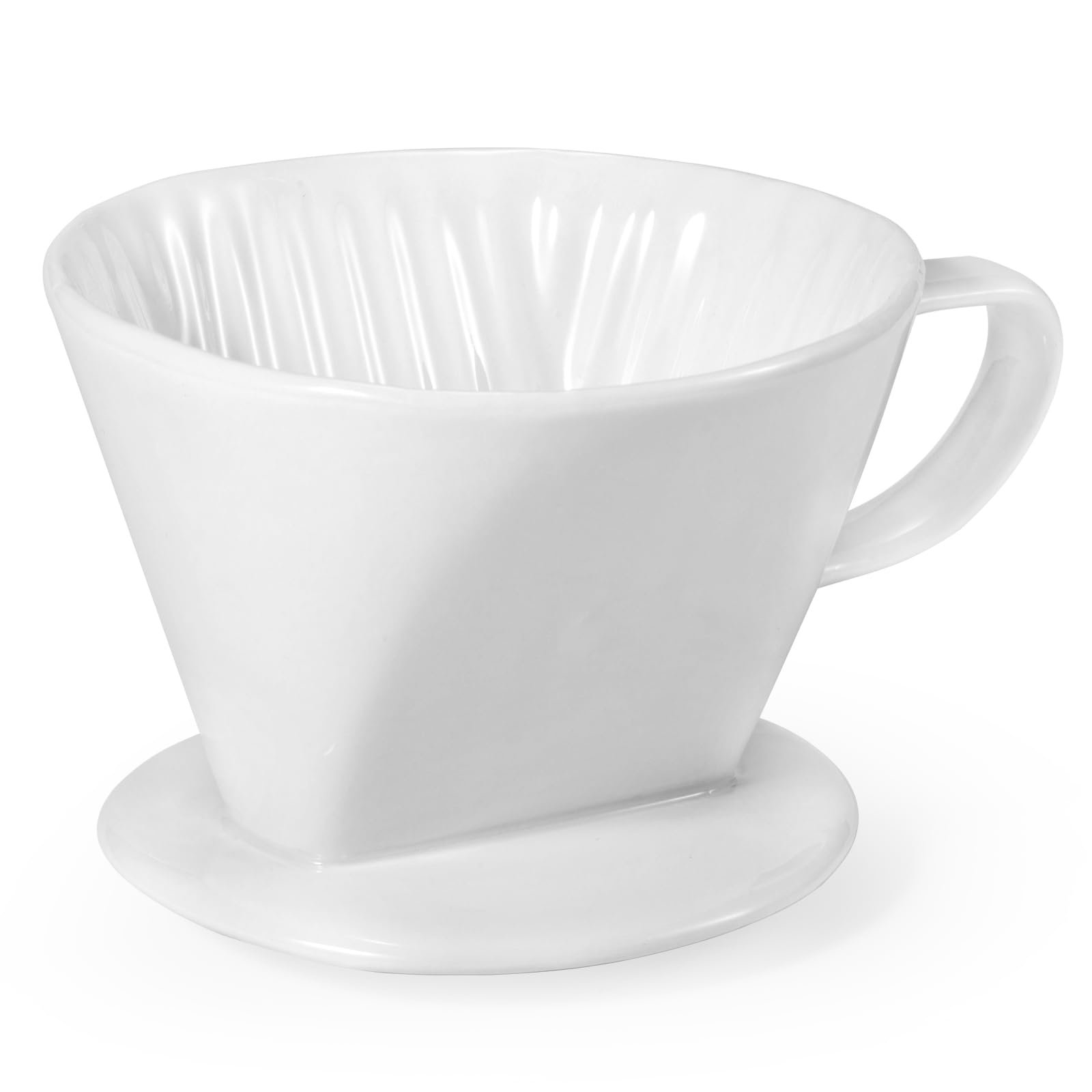 Pour Over Coffee Dripper, Ceramic Pour Over Coffee Maker with 3 Holes Flat Bottom, Easy Manual Brew Maker, Porcelain Slow Filter Cone for Travel, Camping, Office, Home, White