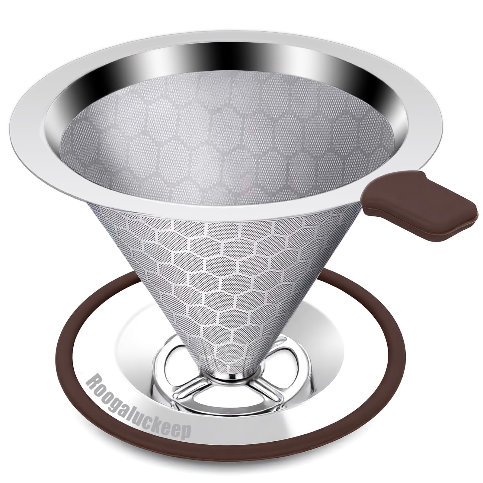 Pour Over Coffee Dripper, Stainless Steel Coffee Filter, Paperless Reusable Coffee Filter, Metal 600 Mesh Strainer Coffee Maker Single Cup Brewer 1-2 Cup
