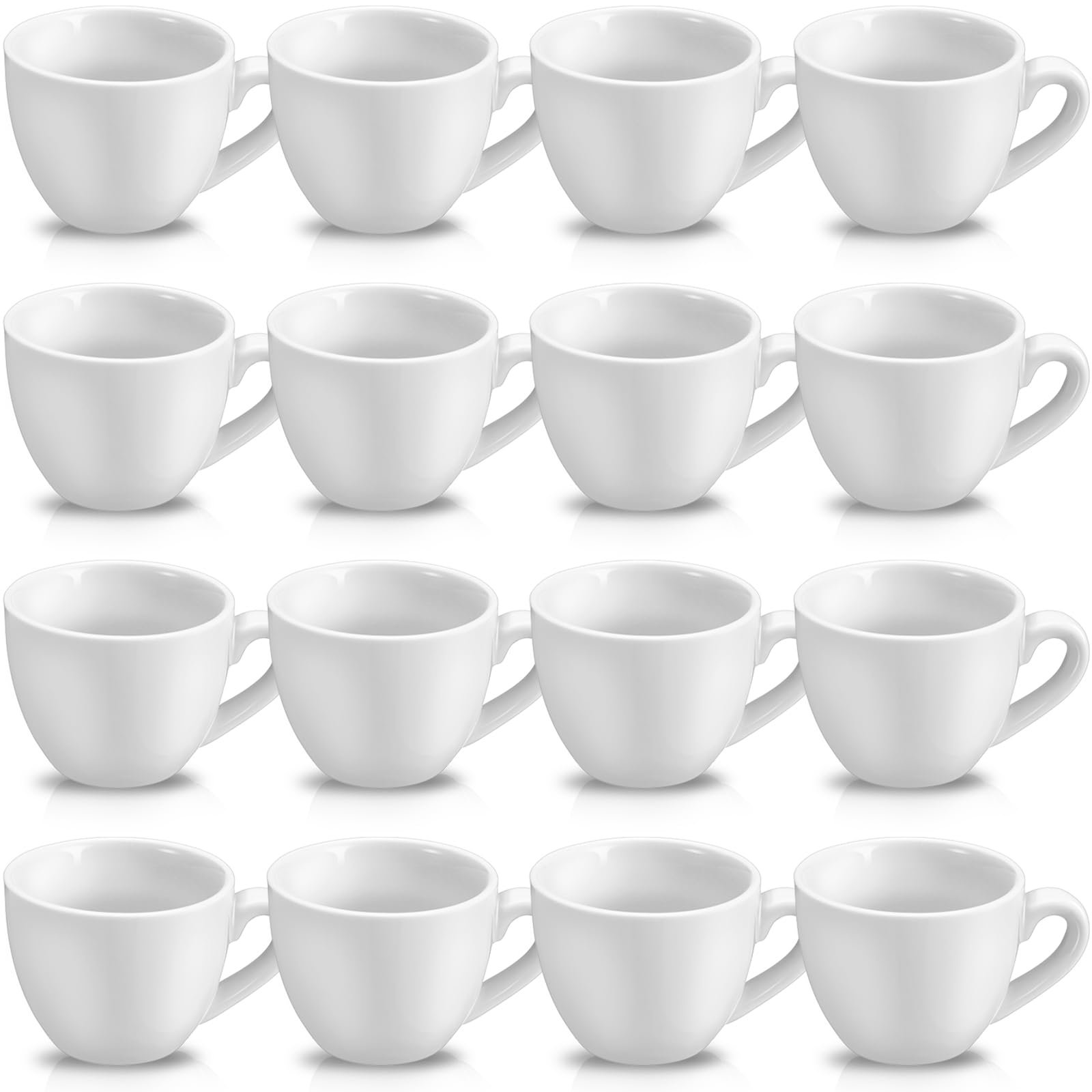 Reallnaive 16 Pcs 3 oz Porcelain Espresso Cup Set White Tiny Ceramic Coffee & Tea Mugs for Cafes Offices Homes and Restaurants