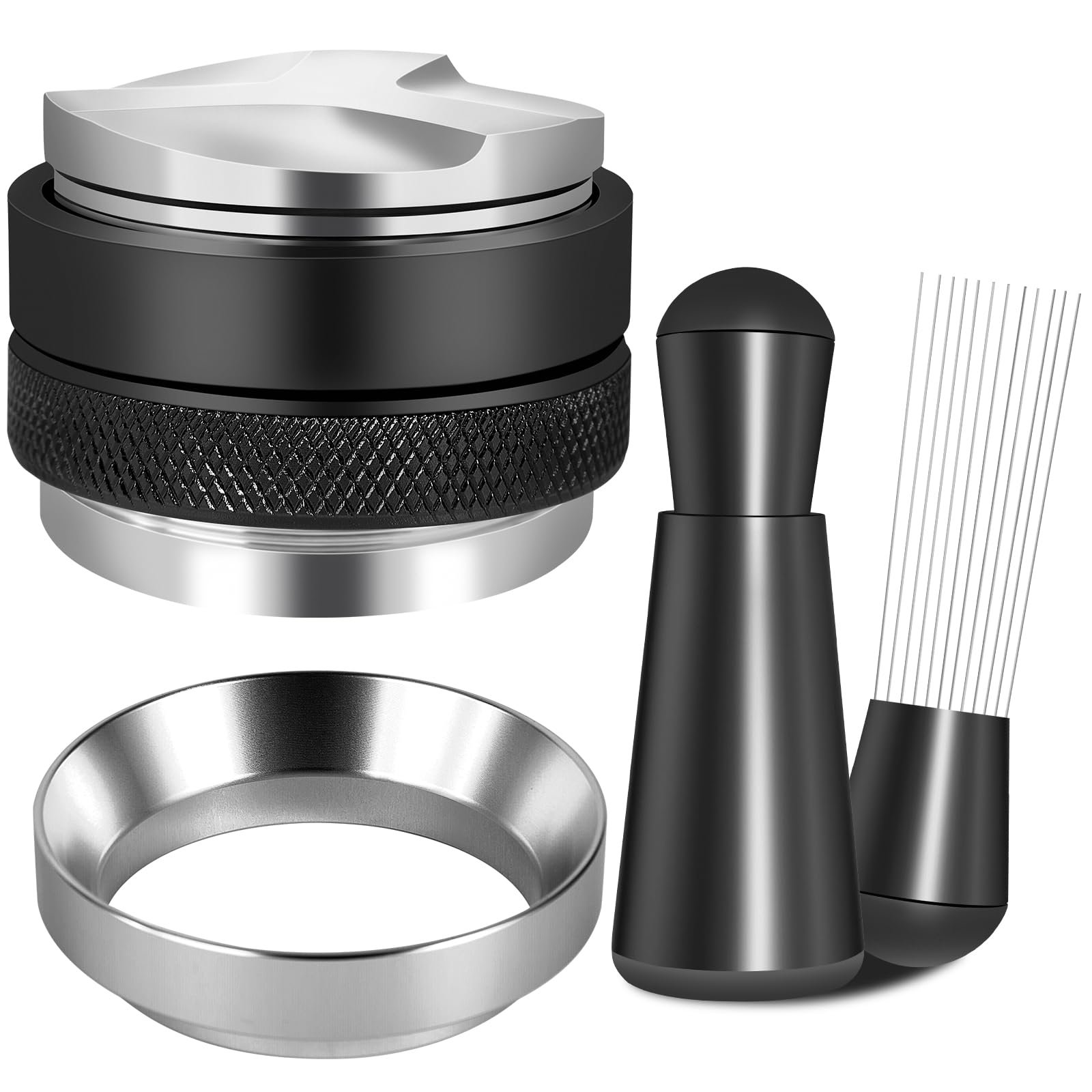 Reoszeank 51mm Espresso Accessories Kit, Coffee Distributor and Tamper Leveler, WDT Tool and Dosing Funnel Set Fits Delonghi CASABREWS and atatix 51 mm Espresso Machines and Portafilters