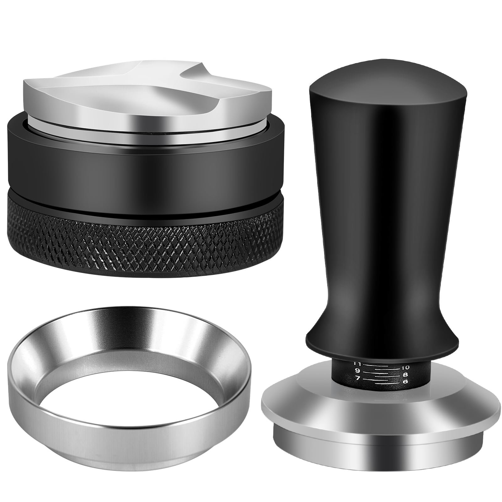 Reoszeank 58mm Espresso Accessories Kit, Espresso Distribution Tool, Spring Loaded Calibrated Tamper and Dosing Funnel Set, Coffee Distributor Leveler Fits Breville 58 mm Machines and Portafilter