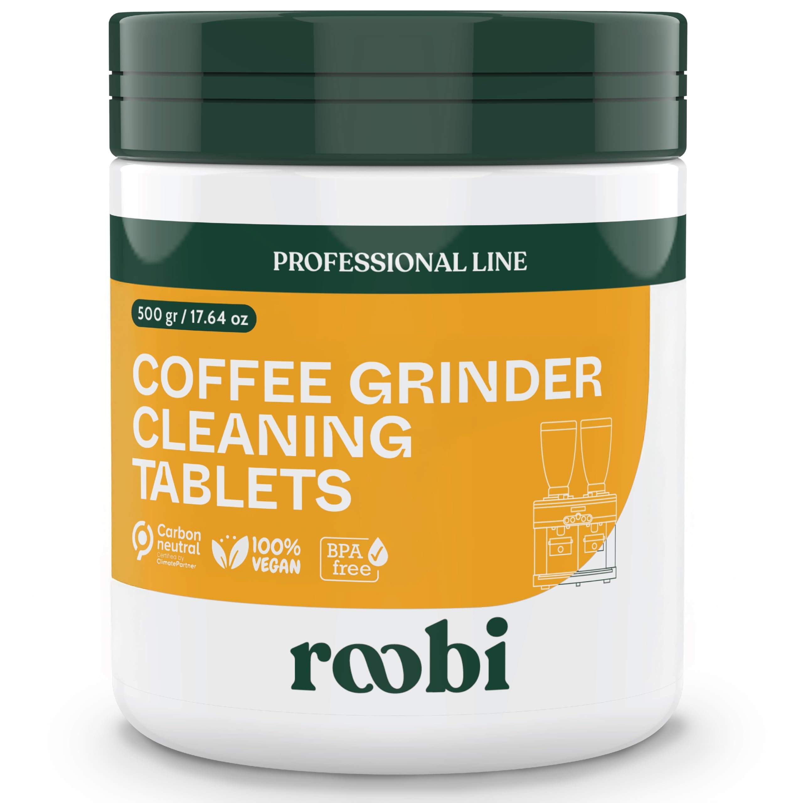 Roobi Professional Coffee Grinder Cleaning Tablets. Carbon Neutral Coffee Grinder Cleaner. Up to 14 cleans, 500gr.